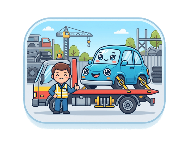 Illustration of scrap car collection service by Scrap Car Crystal Palace